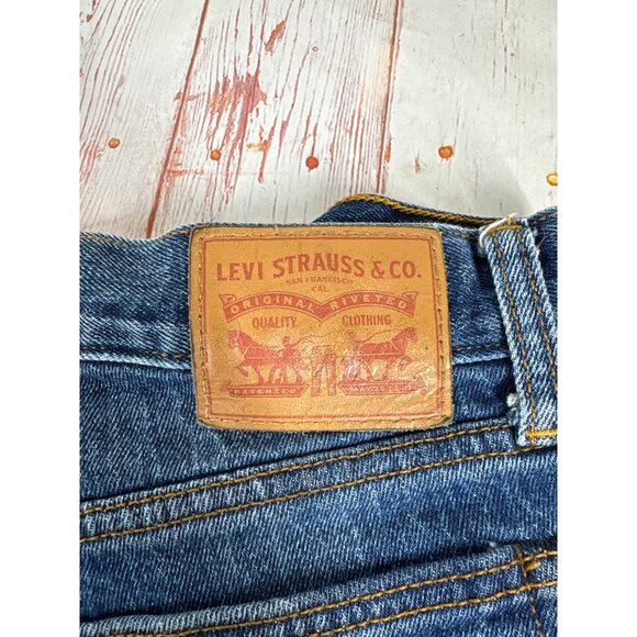 Levis Womens 501 Original High-Waisted Denim Shorts Distressed Blue Size 27 - Picture 6 of 13